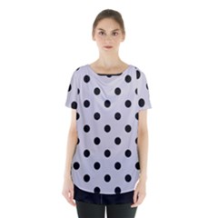 Large Black Polka Dots On Cloudy Grey - Skirt Hem Sports Top by FashionLane