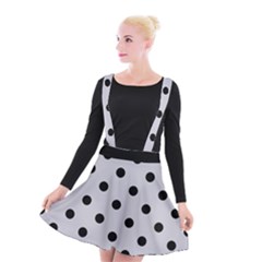 Large Black Polka Dots On Cloudy Grey - Suspender Skater Skirt by FashionLane