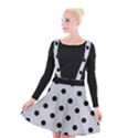 Large Black Polka Dots On Cloudy Grey - Suspender Skater Skirt View1