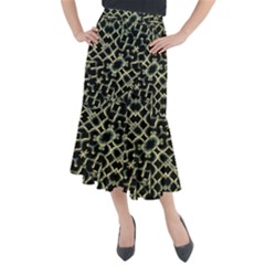 Dark Interlace Motif Mosaic Pattern Midi Mermaid Skirt by dflcprintsclothing