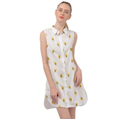 Bright Rose Motif Print Pattern Sleeveless Shirt Dress by dflcprintsclothing