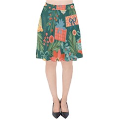 Christmas Love Velvet High Waist Skirt by designsbymallika
