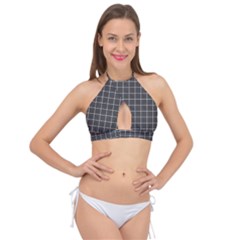 Gray Plaid Cross Front Halter Bikini Top by goljakoff