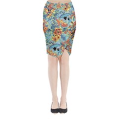 Butterfly And Flowers Midi Wrap Pencil Skirt by goljakoff
