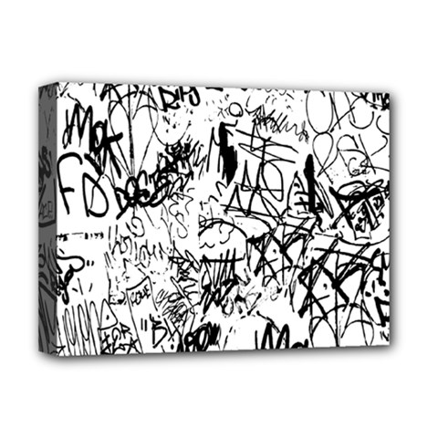 Black And White Graffiti Abstract Collage Deluxe Canvas 16  X 12  (stretched)  by dflcprintsclothing