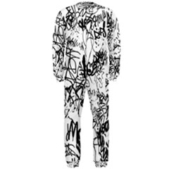 Black And White Graffiti Abstract Collage Onepiece Jumpsuit (men)  by dflcprintsclothing