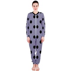 Large Black Polka Dots On Coin Grey - Onepiece Jumpsuit (ladies)  by FashionLane