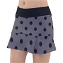 Large Black Polka Dots On Dark Smoke Grey - Tennis Skorts View1