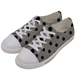 Large Black Polka Dots On Trout Grey - Women s Low Top Canvas Sneakers by FashionLane