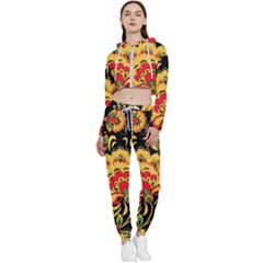 Vintage Khokhloma Cropped Zip Up Lounge Set by goljakoff