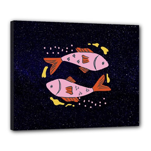 Fish Pisces Astrology Star Zodiac Canvas 20  X 16  (stretched) by HermanTelo