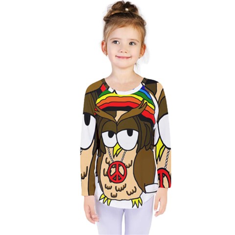  Rainbow Stoner Owl Kids  Long Sleeve Tee by IIPhotographyAndDesigns