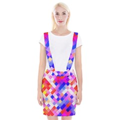 Squares Pattern Geometric Seamless Braces Suspender Skirt by Dutashop