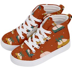Cute Merry Christmas And Happy New Seamless Pattern With Cars Carrying Christmas Trees Kids  Hi-top Skate Sneakers by EvgeniiaBychkova