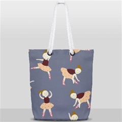 Cute  Pattern With  Dancing Ballerinas On The Blue Background Full Print Rope Handle Tote (small) by EvgeniiaBychkova
