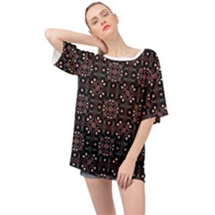 Dark Seamless Gemoetric Print Mosaic Oversized Chiffon Top by dflcprintsclothing