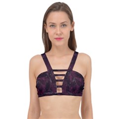 Purple Alcohol Ink Cage Up Bikini Top by Dazzleway