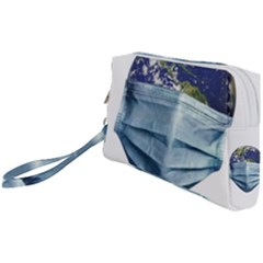 Earth With Face Mask Pandemic Concept Wristlet Pouch Bag (small) by dflcprintsclothing