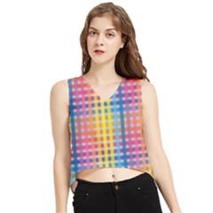 Digital Paper Stripes Rainbow Colors V-neck Cropped Tank Top by HermanTelo