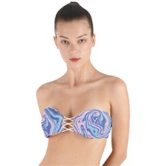 Blue Vivid Marble Pattern 10 Twist Bandeau Bikini Top by goljakoff