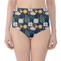Flower Grey Pattern Floral Classic High-waist Bikini Bottoms by Dutashop