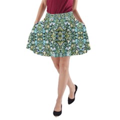 Stones Ornament Mosaic Print Pattern A-line Pocket Skirt by dflcprintsclothing