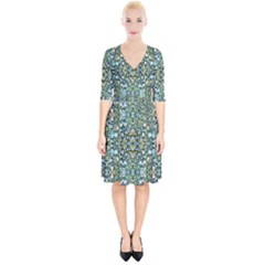 Stones Ornament Mosaic Print Pattern Wrap Up Cocktail Dress by dflcprintsclothing