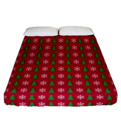 Snowflake Christmas Tree Pattern Fitted Sheet (queen Size) by Amaryn4rt