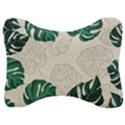 Green Monstera Leaf Illustrations Velour Seat Head Rest Cushion View1