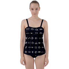 Electrical Symbols Callgraphy Short Run Inverted Twist Front Tankini Set by WetdryvacsLair