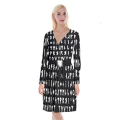 Complete Dalecarlian Rune Set Inverted Long Sleeve Velvet Front Wrap Dress by WetdryvacsLair
