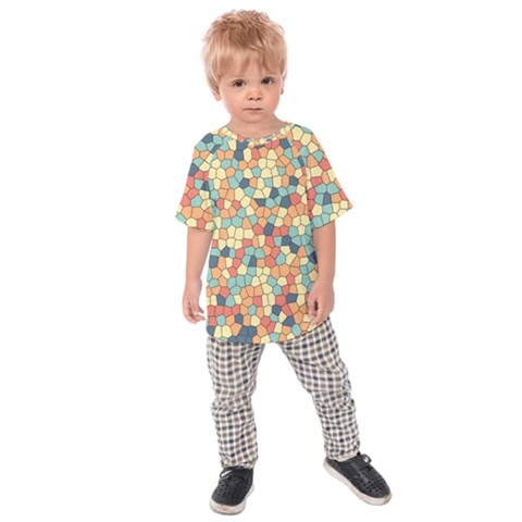 Mosaic Print Yellow Kids  Raglan Tee by designsbymallika