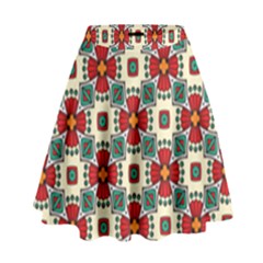 Seamless Red Pattern High Waist Skirt by designsbymallika