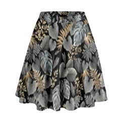 Metallic Leaves Pattern High Waist Skirt by designsbymallika
