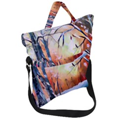 Paysage D hiver Fold Over Handle Tote Bag by sfbijiart