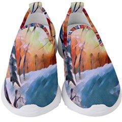 Paysage D hiver Kids  Slip On Sneakers by sfbijiart