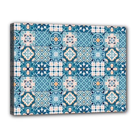 Ceramic Tile Pattern Canvas 16  X 12  (stretched) by designsbymallika