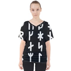 Younger Futhark Rune Set Collected Inverted V-neck Dolman Drape Top by WetdryvacsLair