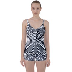 Nine Bar Monochrome Fade Squared Wheel Tie Front Two Piece Tankini by WetdryvacsLair
