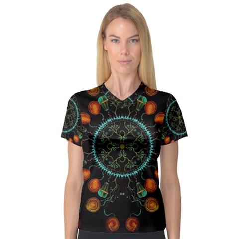 Mandala - 0006 - Floating Free V-neck Sport Mesh Tee by WetdryvacsLair