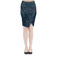 Fancy Stone Mosaic Print Pattern Midi Wrap Pencil Skirt by dflcprintsclothing