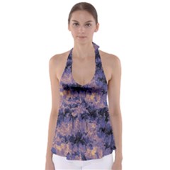 Purple And Yellow Abstract Babydoll Tankini Top by Dazzleway