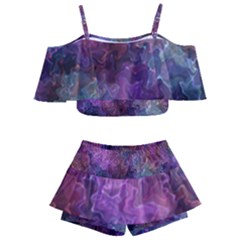 Multicolored Abstract Kids  Off Shoulder Skirt Bikini by Dazzleway