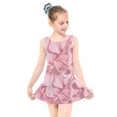 Coral Colored Hortensias Floral Photo Kids  Skater Dress Swimsuit by dflcprintsclothing