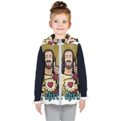 Buddy Christ Kids  Hooded Puffer Vest by Valentinaart