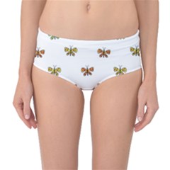 Butterfly Cartoon Drawing Motif  Pattern Mid-waist Bikini Bottoms by dflcprintsclothing