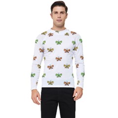 Butterfly Cartoon Drawing Motif  Pattern Men s Long Sleeve Rash Guard by dflcprintsclothing