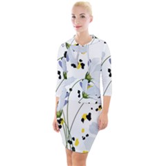 Tree Poppies  Quarter Sleeve Hood Bodycon Dress by Sobalvarro