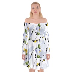 Tree Poppies  Off Shoulder Skater Dress by Sobalvarro
