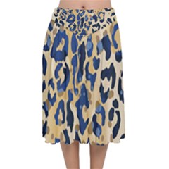Leopard Skin  Velvet Flared Midi Skirt by Sobalvarro